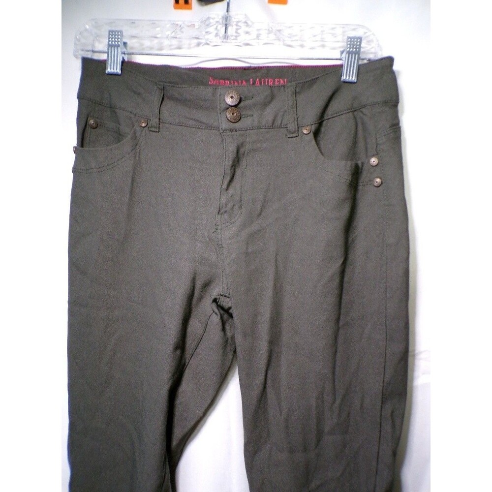 Sabrina Lauren Women's Skinny Pants Size 10 Olive Green Stretch - Picture 2 of 7